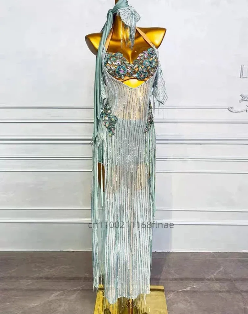 Sexy Women's Belly Dance Costume Oriental Long Dress with Sequins Bras Skirt Set for Stage Performance Party