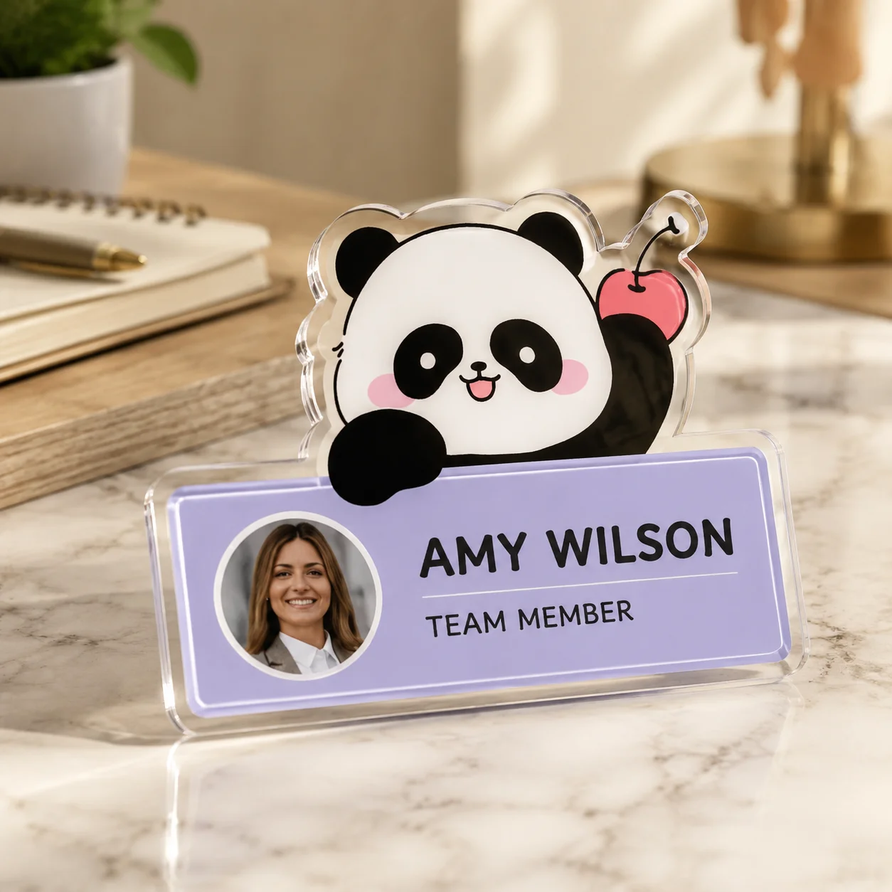 Custom Acrylic Name Badge Personalized Photo Text Name Tag Pin Customized Logo Staff Employee ID Badge For Office Shop Worker
