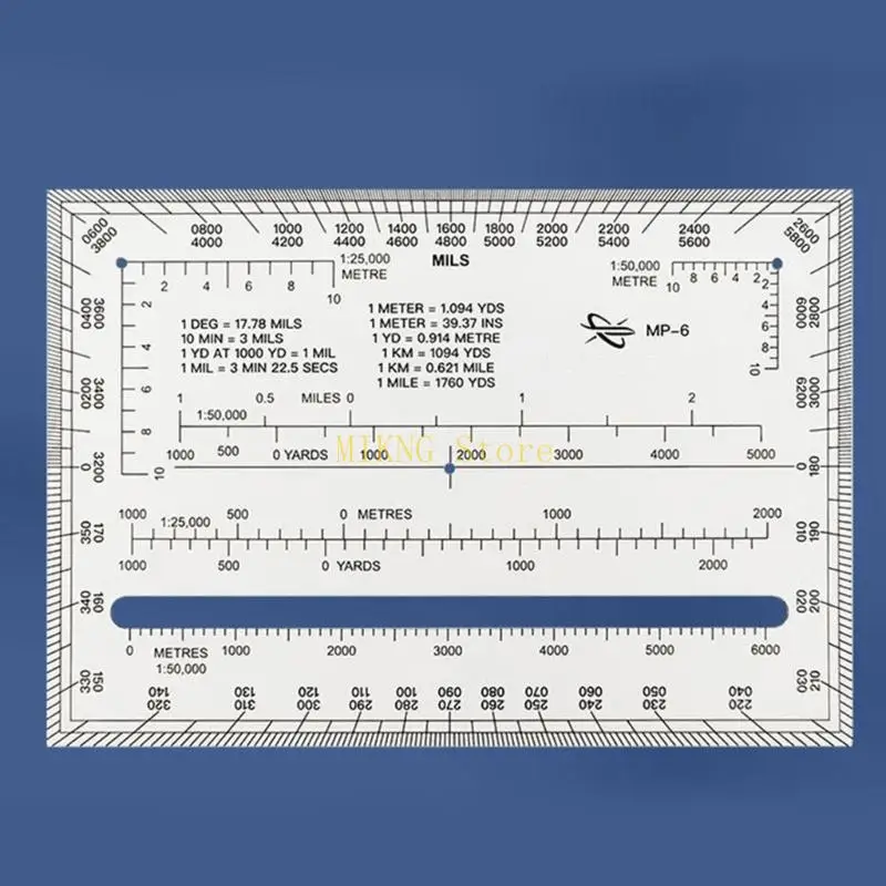 Military Protractor 1:5000 1:25000 Coordinate Scale Map with Clear Scale Flexible Map Scale Outer Edges 0-6400 Miles