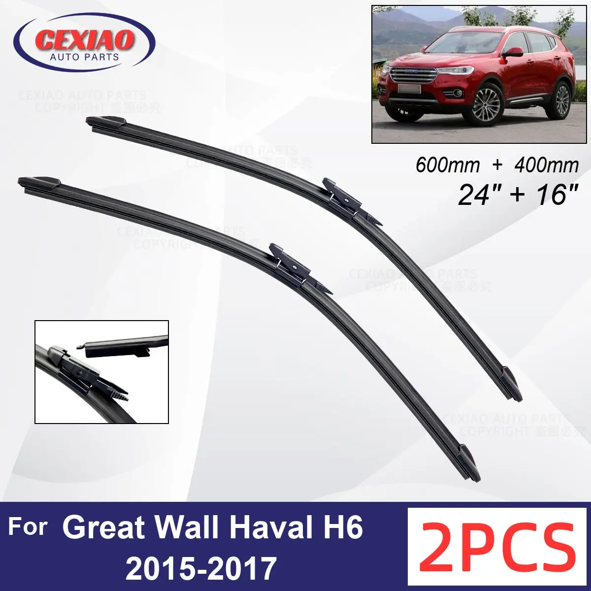 

Car Wiper For Great Wall Haval H6 2015-2017 Front Wiper Blades Soft Rubber Windscreen Wipers Auto Windshield 24" 16" 600mm 400mm