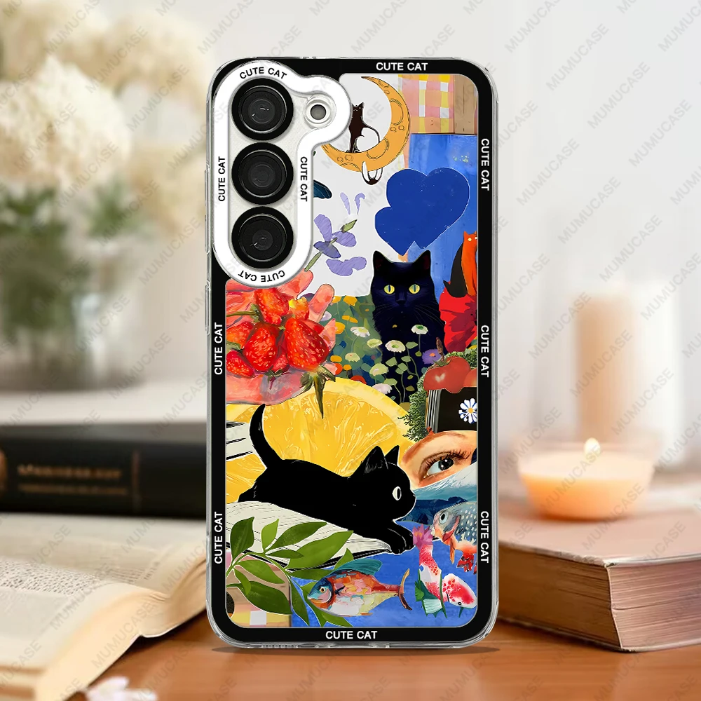 Cute and funny cat collage Phone Case For Samsung Galaxy S25 S20 S21 S22 S23 S24 FE Plus Ultra A54 A53 A52 A34 5G TPU Cover