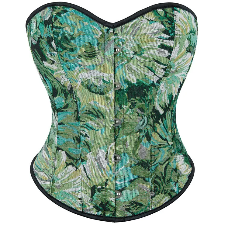 Sexy Women Bustier Overbust Floral Monet Oil Painting Corsets Tops Vintage Plus Size Korset Body Shapers Slimming Girl Costume