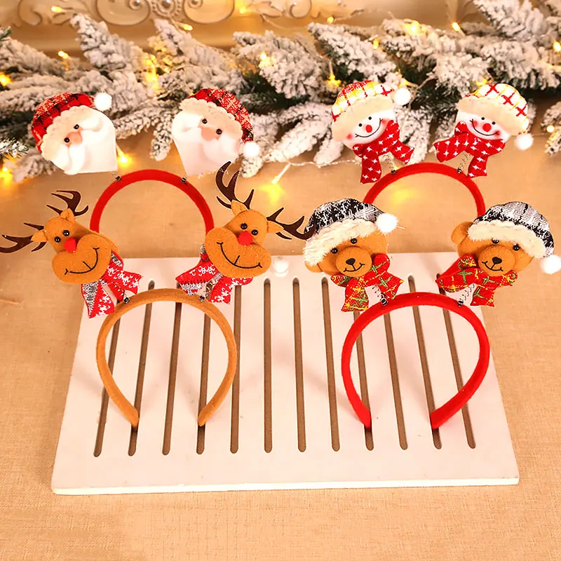 

4 Styles Christmas Reindeer Santa Snowmen Hair Hoop Creative Handmade Halloween Cosplay Concert Bar Party Headband Photo Props