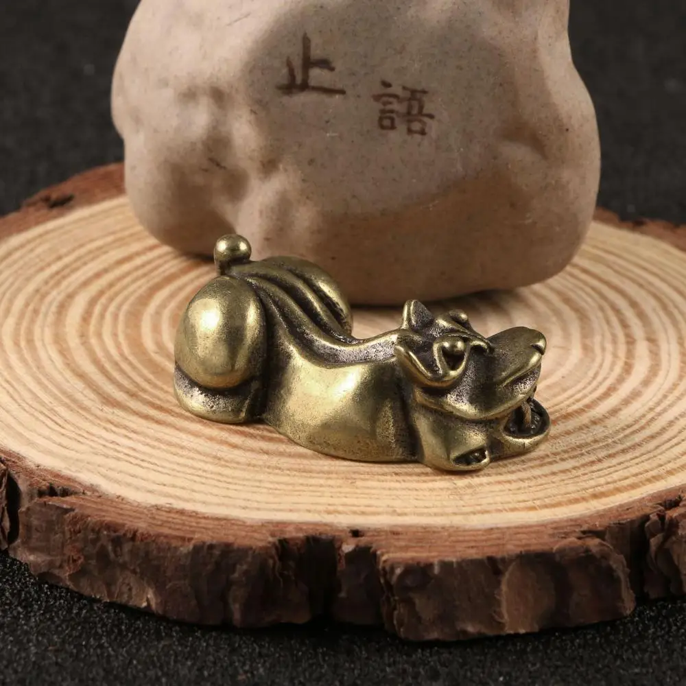 Vintage Solid Brass Kylin Figurine Small Statue Home Decor Feng Shui Ornament Home Decor Collectible Gift