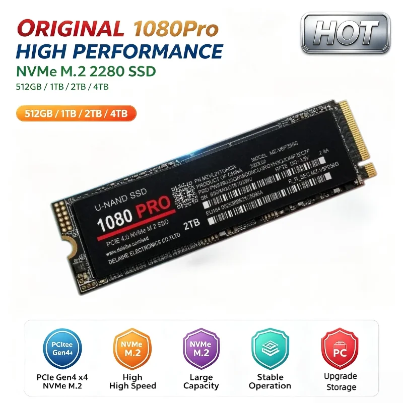 M2 NVME NGFF 1080PRO Internal Solid State Hard Disk 500GB 1TB 2TB Original SSD Drive for Gaming Laptop Desktop PC System Upgrade