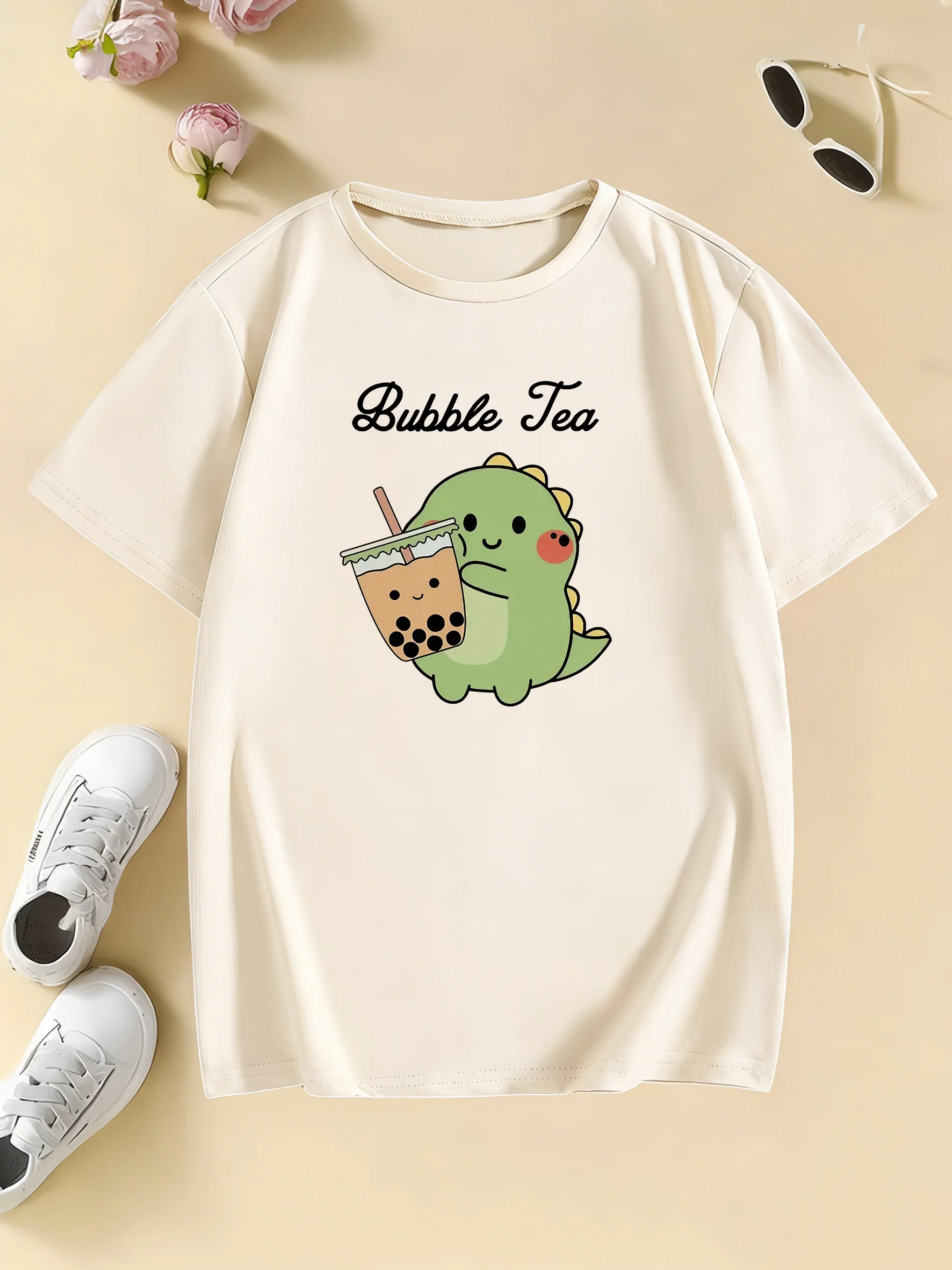 Kawaii Dinosaur Cartoon Funny T Shirts Short Sleeve Kids Children's T-shirt Boys Girls Summer Spring Casual Top Tee Shirt