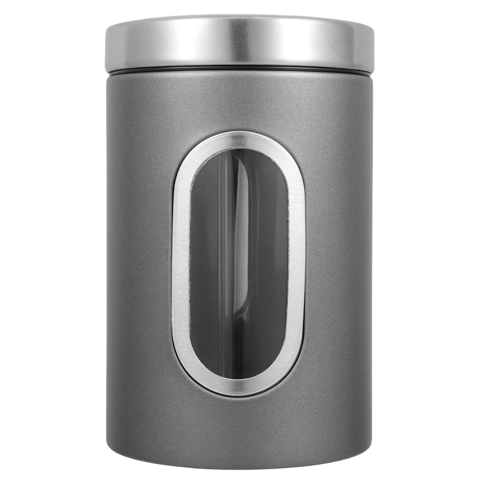 Stainless Steel Storage Canister Silver Gray Airtight Kitchen Container for Coffee Sugar Tea Flour Grains Cookies Food