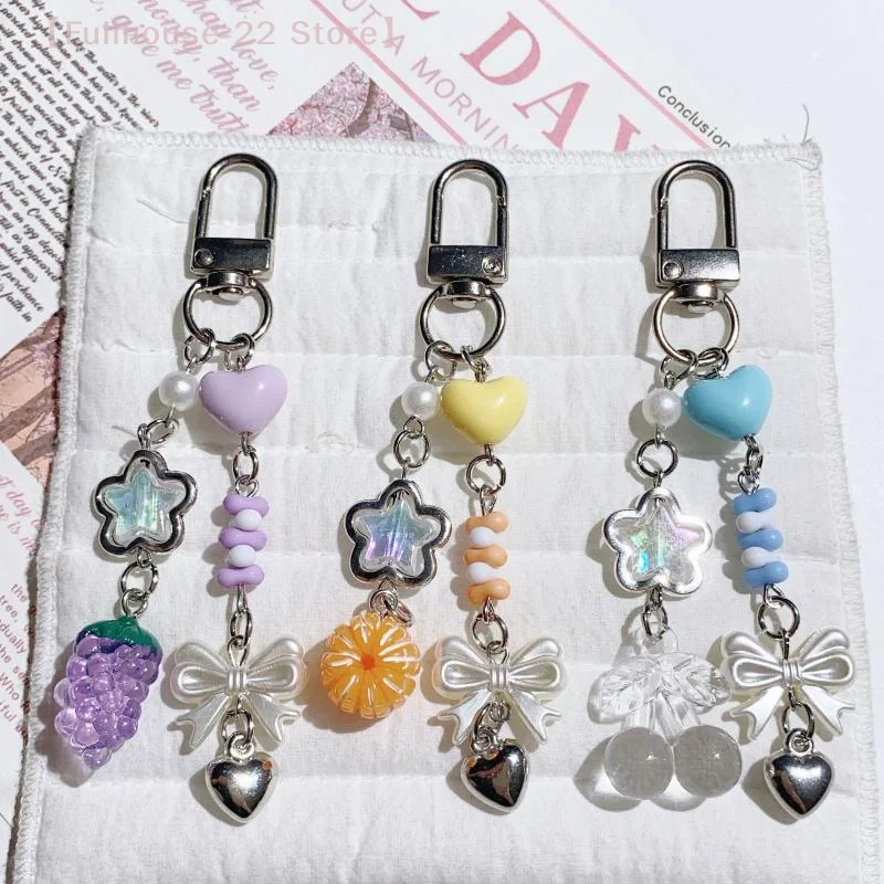 【MAX-22】لطيف العنب والبرتقال والكرز الخرز المفاتيح قلادة الفاكهة الحلوة حلقة رئيسية رائعة على ظهره اكسسوارات الديكور الهدايا #3