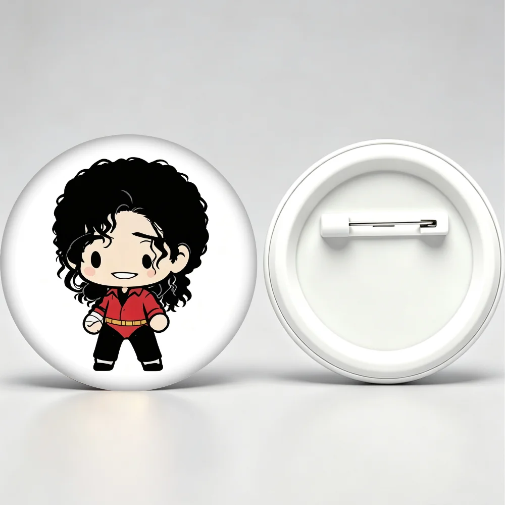 Handmade Creative Brooch Pin 32mm 44mm  58mm Tinplate Badge, Michael Jackson Chibi Lapel Pin, Clothing Gift Accessory