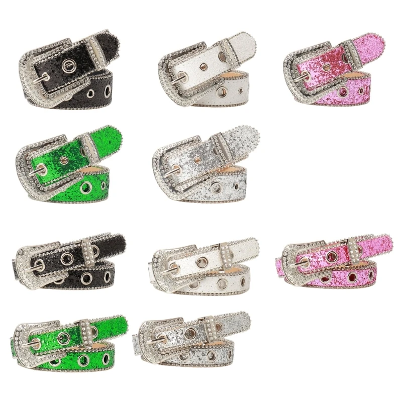 Heavy Duty Waist Belts for Jeans Pants Heavy Rhinestones Buckle Belt Bandsman