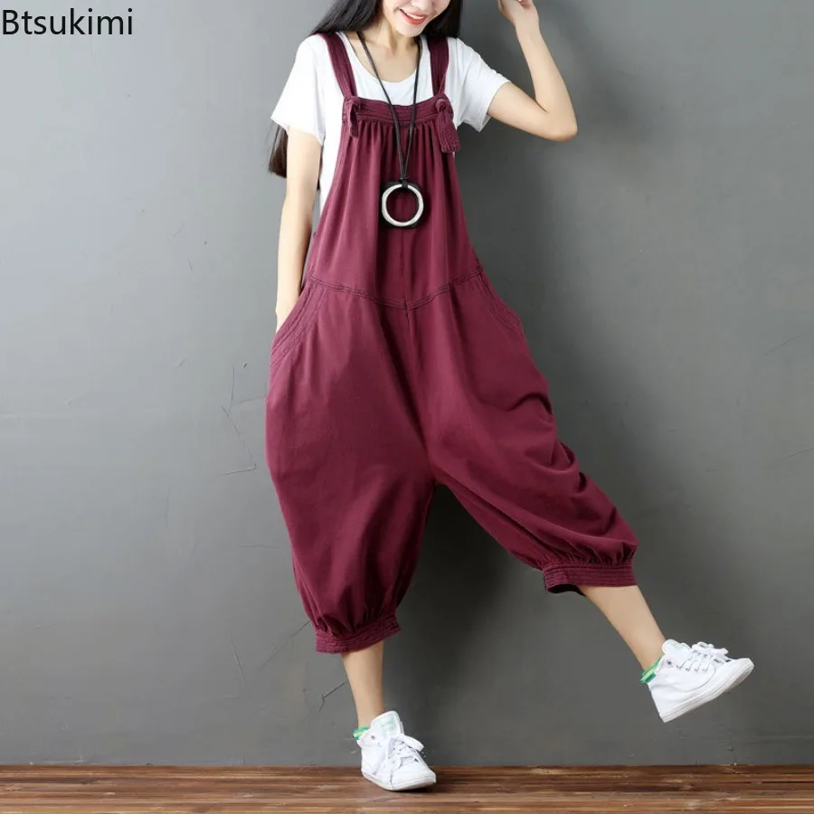 Casual Jumpsuits for Women 2025 Spring New Korean Style Loose Denim Rompers Women's Fashion All-match Suspender Overalls Jeans
