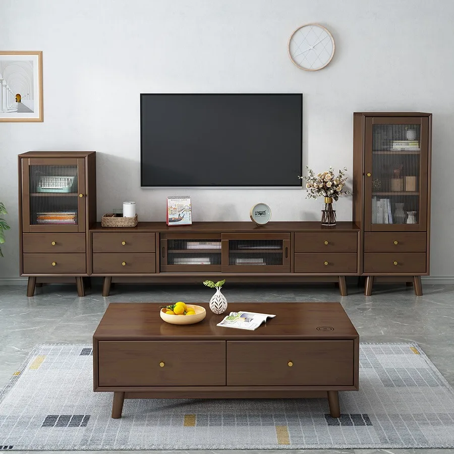 TV cabinet, coffee table, small apartment, living room storage, floor cabinet with side cabinet, sliding door, TV cabinet