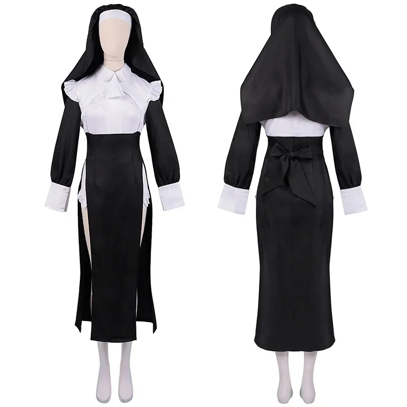 

Sister Act Costume Nun Costume Cosplay for Women Girls Halloween Costumes Fancy Dress Clubwear Long Dress+Headpiece Set