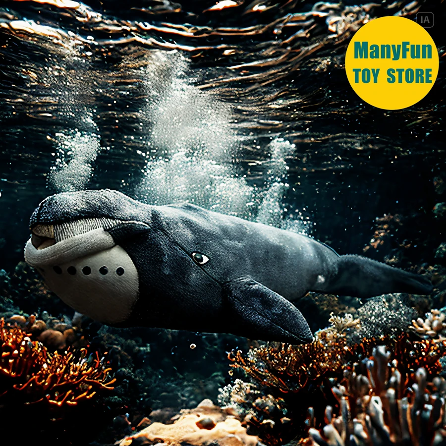 

Humpback Whale Plush Animal Realistic Bowhead Whale Plushie Lifelike Right Whale Stuffed Toy Arctic Whale Simulation Doll