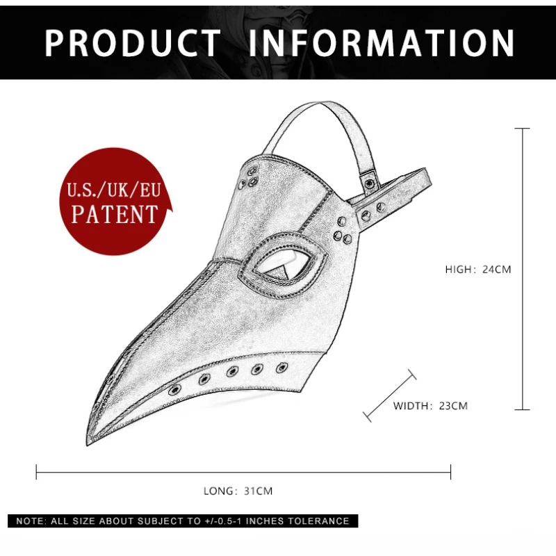 جديد القرون الوسطى الأوروبية والأمريكية الطاعون منقار طويل الطبيب قناع تأثيري مهرجان حزب القبعات هالوين حفلة موسيقية الأداء الدعائم