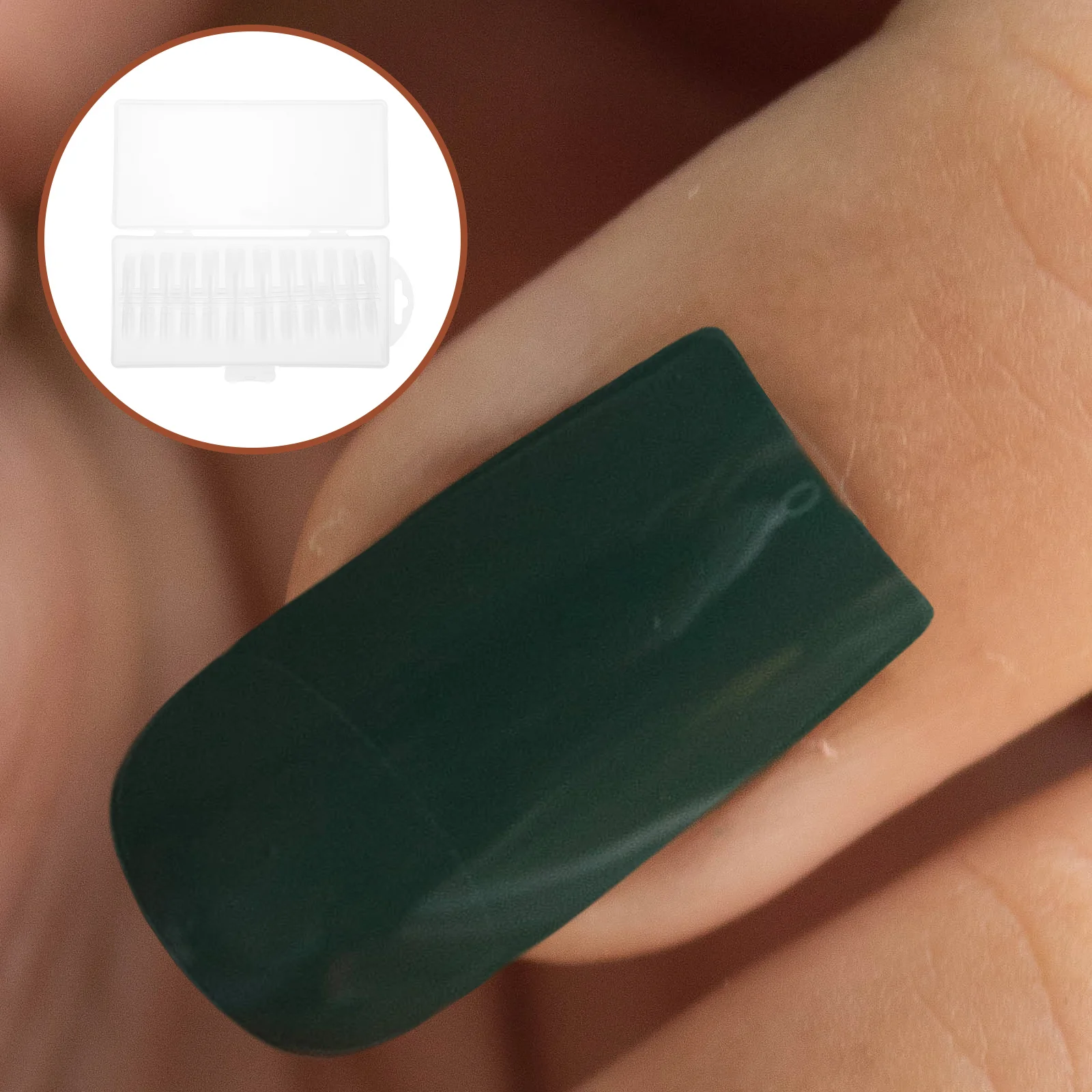 

Clear Sticks Full Cover Fake Nails Artificial Short Square Tips Transparent Nail Art Decorations Women Salon Use