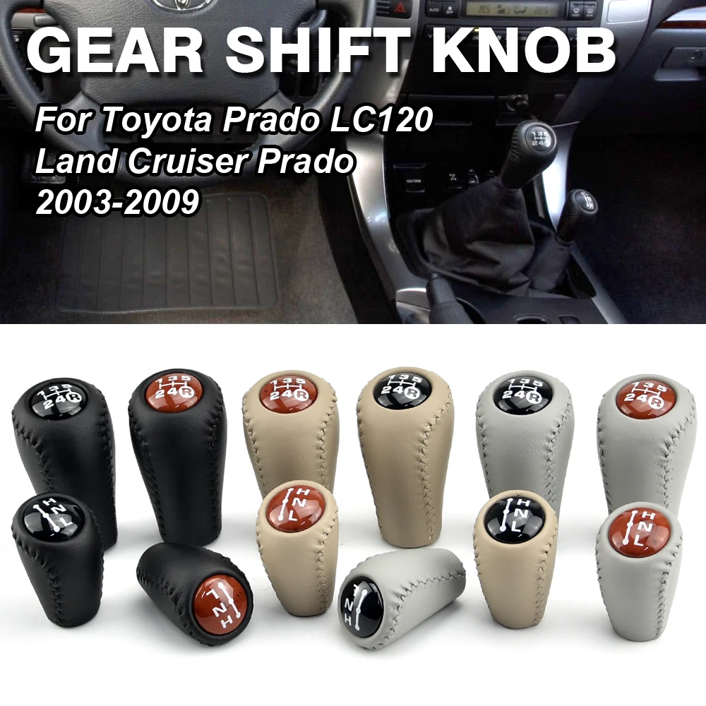 ABS+Leather Car Styling 5 Speed Manual Transmission+Transfer Gear Shift Knob For Toyota Prado LC120 Land Cruiser Prado 03-09