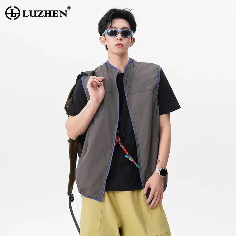 LUZHEN 2026 New Trendy Solid Color Outdoor Sports Vests Coat Men Handsome High Quality Thin Casual Tank Tops Male Jacket JY7278