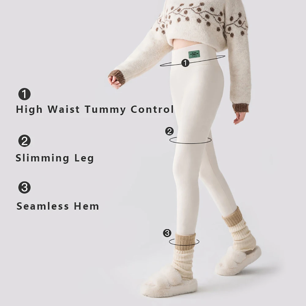 Thickened Fleece Lined Leggings Women Winter Warm Thermal Tights Soft High Waist Thick Pants For Cold Weather