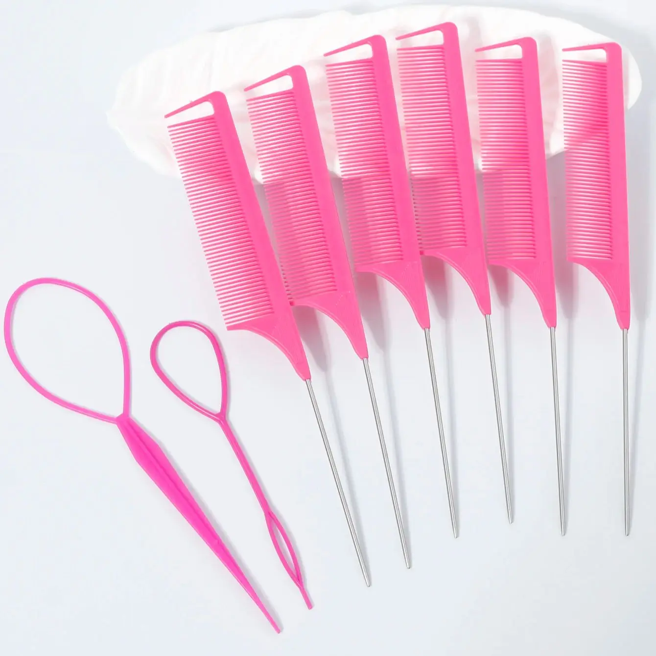 スケール付き尖った尾ヘアコームプラスチックヘアループヘア三つ編みポニーテールブラシヘアスタイリングツールヘアコーム用ヘアアクセサリー