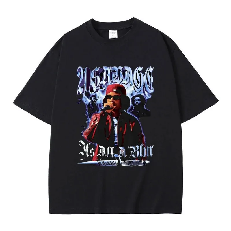 Rapper 21 Savage It's All A Blur Grafische Print T-shirt Mannen Vrouwen Fashion Casual Rock Streetwear Korte Mouw T-shirt Unisex los