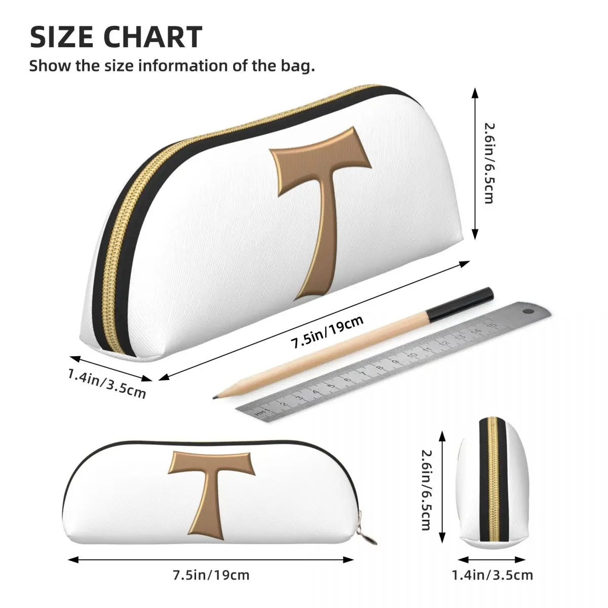 النحاس نظرة فرانسيسكان تاو الصليب مقلمة حامل قلم تخزين القرطاسية لوازم سعة كبيرة صندوق القلم حقيبة أقلام رصاص لصبي فتاة