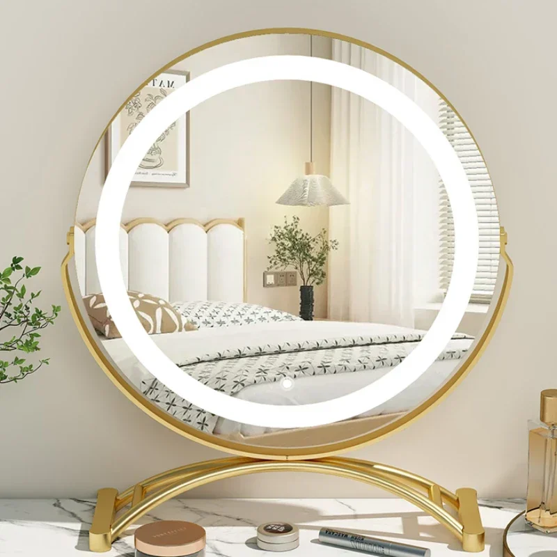 Mirror With Decorative Mirrors Led Round Small Smart Makeup Decorative Mirrors Desk Standing Espejo Con Luz Household Products