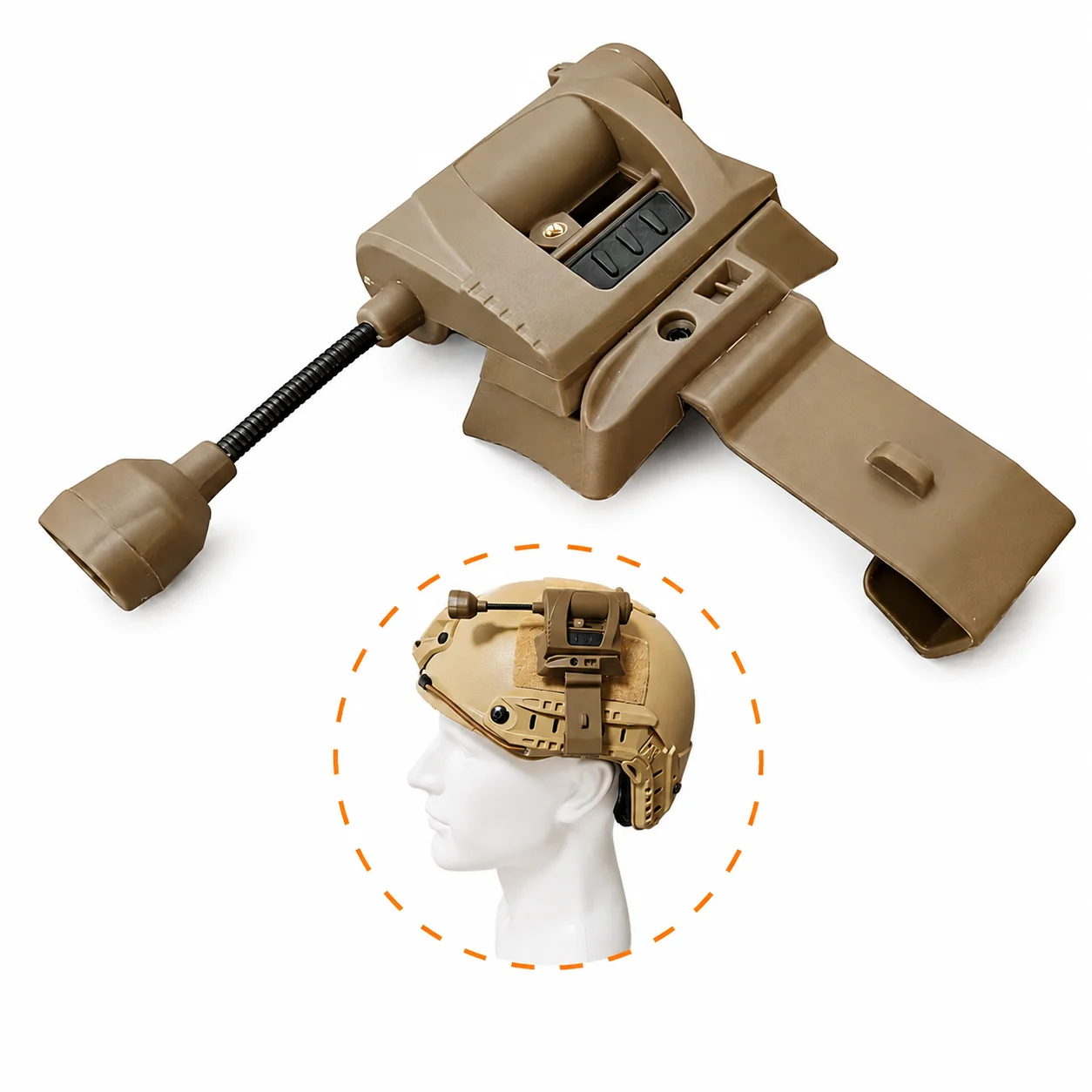 4-Mode MPLS CHARGE Helmet Flashlight – Green/Red/IR Laser & White Light, LED Tactical Headlamp for Hunting, Camping, Airsoft