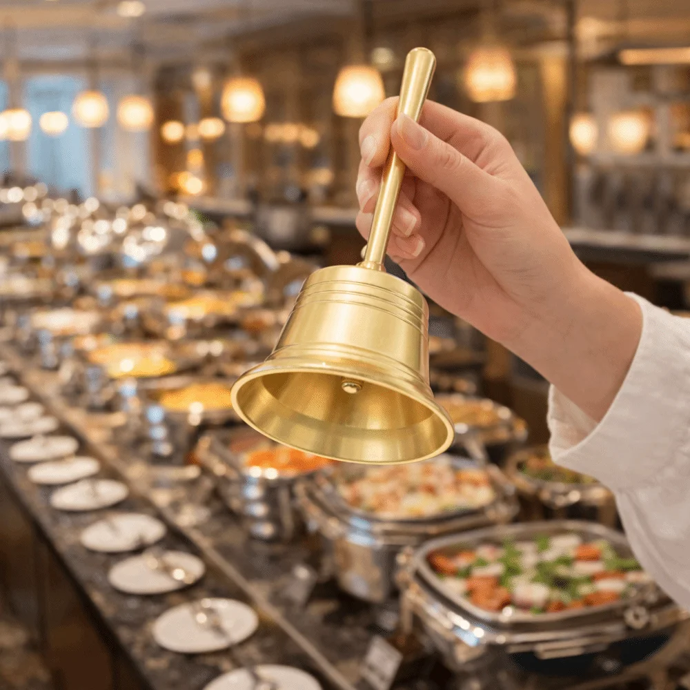 Rattle Sound-producing Solid Brass Call Bell with Bell Clapper Polishing Dining Bell Vintage Crisp Sound Hand Bell Restaurant