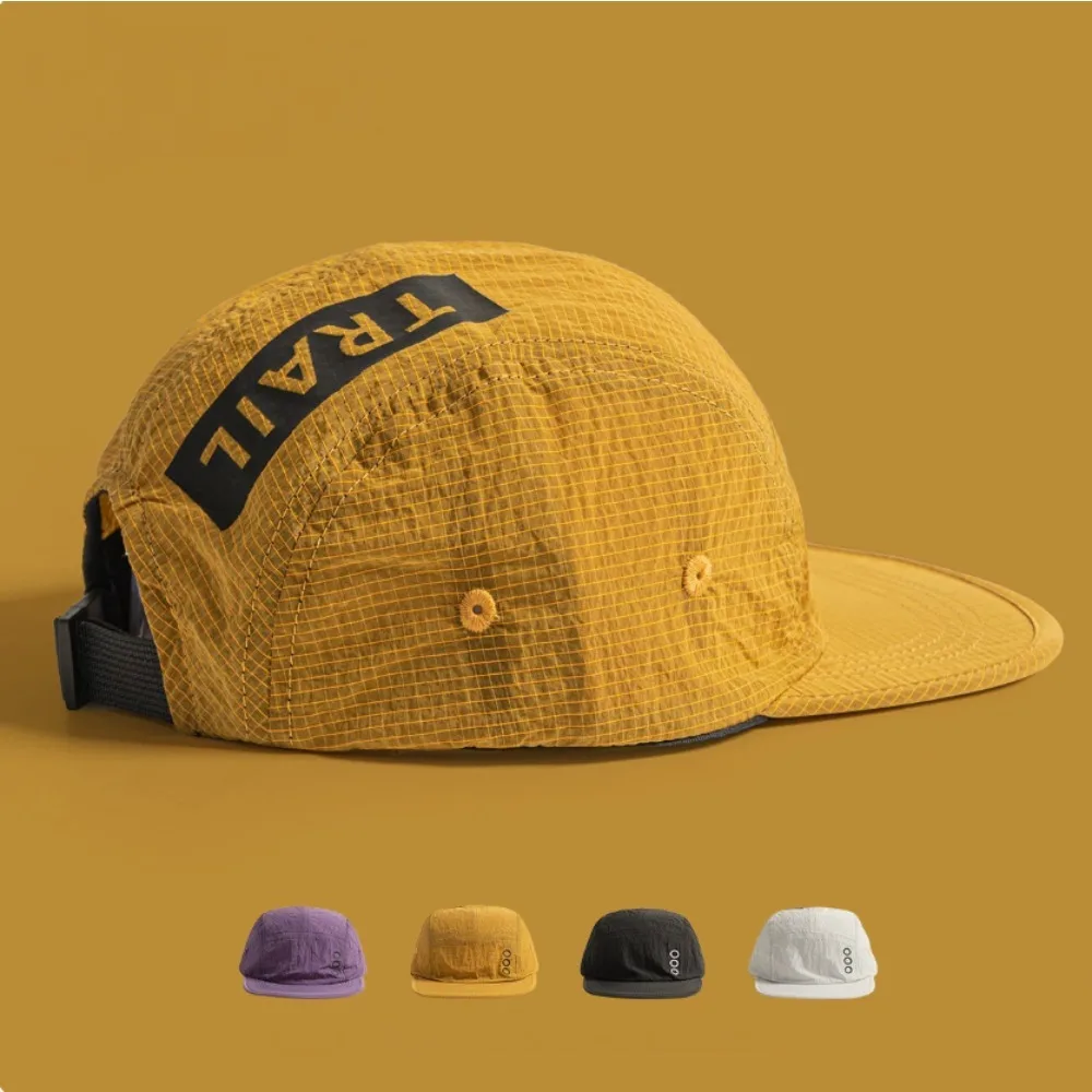 Boné de beisebol coreano com estampa de letras de 5 painéis, chapéu liso de secagem rápida para homens e mulheres, para corrida ao ar livre, moda casual, acessório para a cabeça