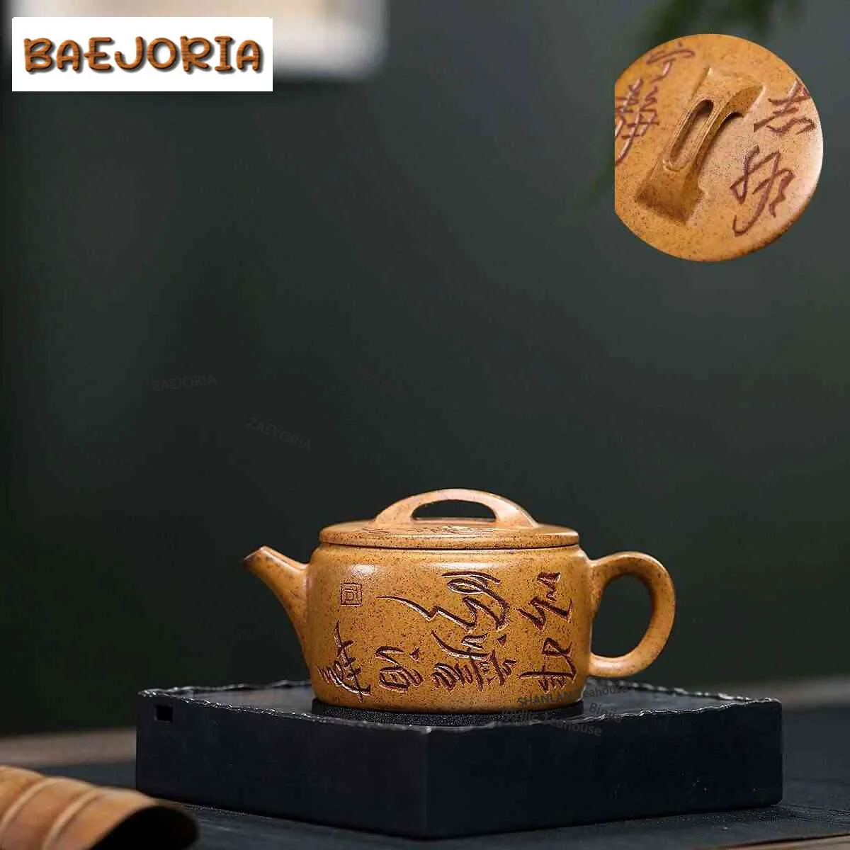 BAEJORIA 250ml Yixing Purple Clay Teapot Handmade Large Caliber Pot Raw Ore Keel Gold Sand Mud Kettle With Infuser Zisha Teaset