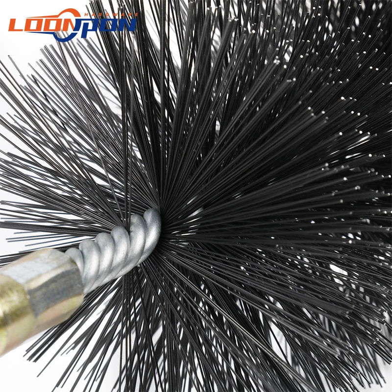 Loonpon 18-75mm Thread Wire Brush Metal Handle Pipe Tube Cleaning Chimney Brush Stainless Steel Wire Pipe Cleaning Brush