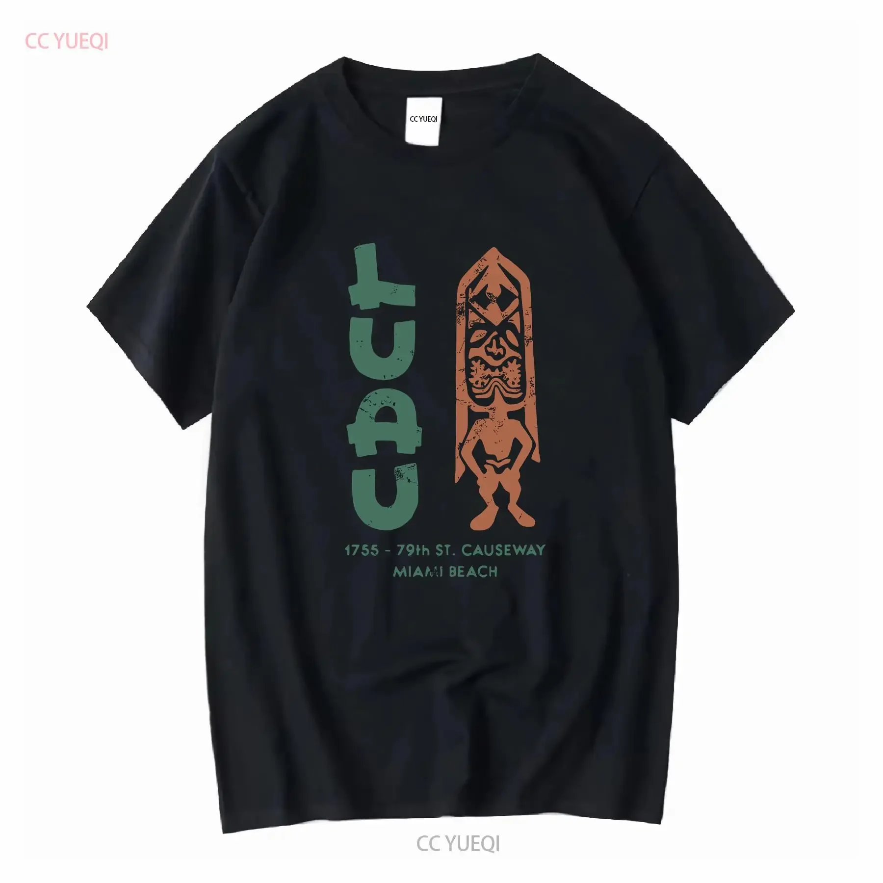 Retro Tiki T Shirt 100 Cotton Bar Mug Restaurant The Luau Miami Beach FL long sleeves vintage Washed Comfortable homme Unisex