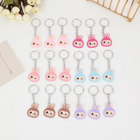 18 st tecknade PVC-kanin söta nyckelringar nyckelring hänge lämpliga för skolstart festival fest semester små presenter 8 best sales dubbelt så vacker - №6