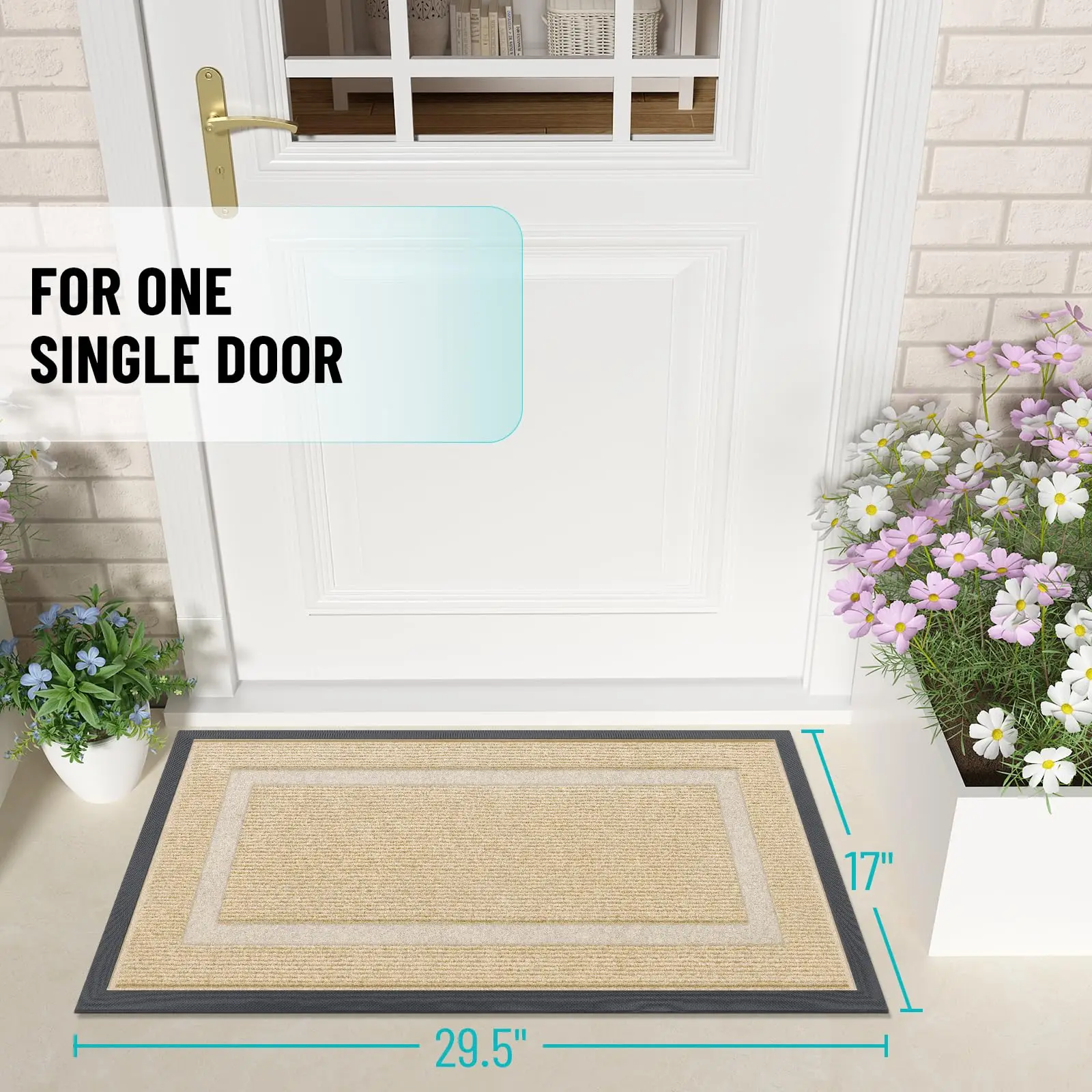 Homaxy Door Mat Indoor Outdoor Entrance Waterproof All-Season Rubber Home Door Mat Fade Resistant Low Profile Easy Clean DoorMat