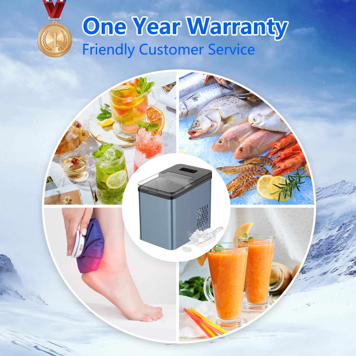 Customized 12KG Mini Countertop Ice Maker Household Electric Self-Cleaning Function for Home Parties Hotels Outdoor Use CB OEM