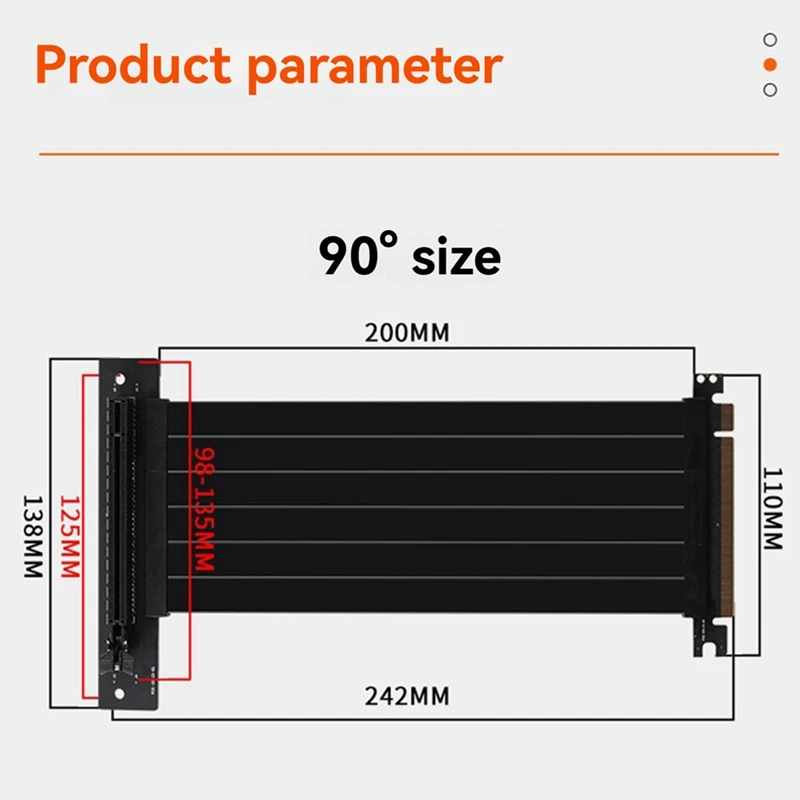 Performancepci-E 3.0 Riser Cable 90 Degree Extension High Speed Flexible Extender For Graphics Card