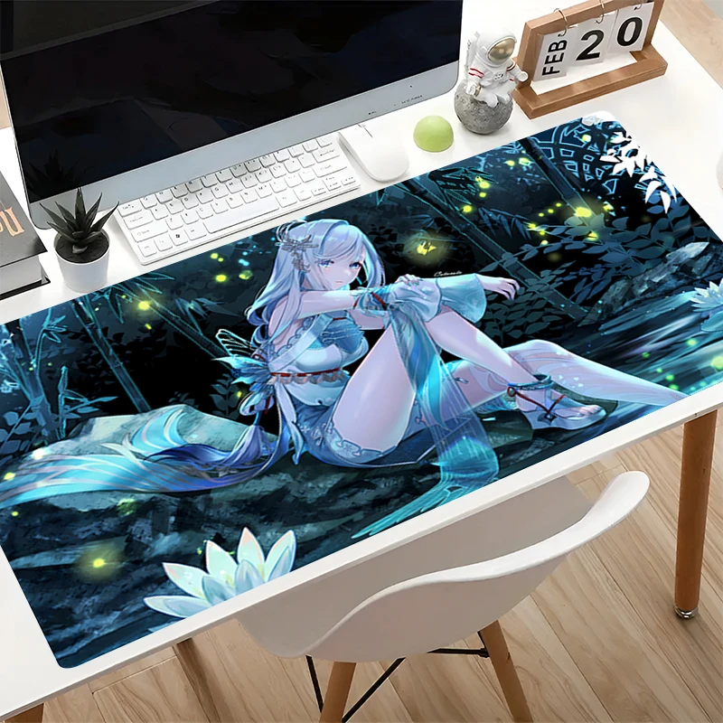 Office Mouse Pad G-genshin Impact Shenhe kawaii Desk Mat E-sports Gaming Accessories alfombrilla Computer MouseMat Game Mousepad