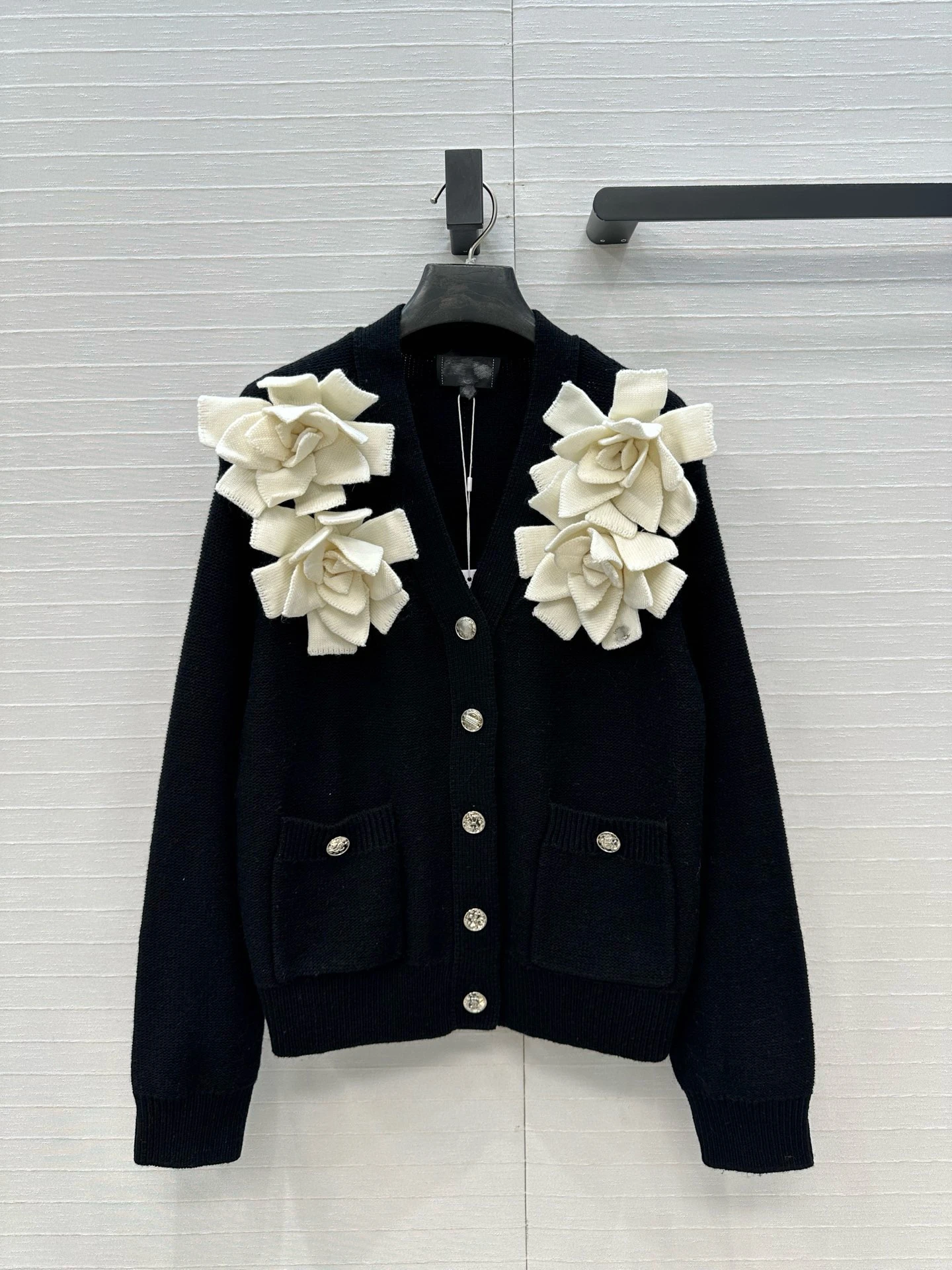 

Court Sle Woolen Knitted Cardigan Women's Comfortable Ele Outerwear Autumn Winter 3D Camellia Soft Casual Faion
