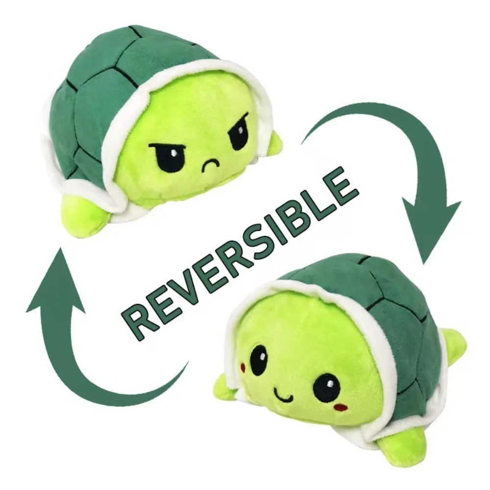 Simpatica bambola reversibile da 15cm Turtle Grum py Mood Double Sided Flip Doll peluche bambola a due facce