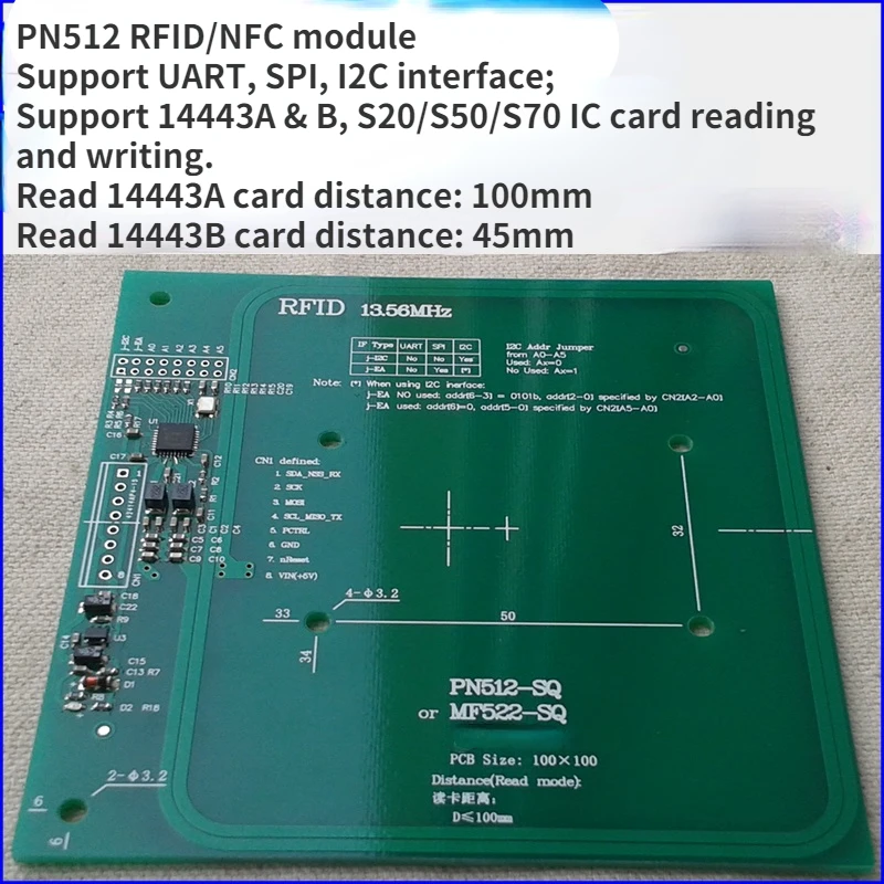 

PN512 RFID/NFC Reader Module Compatible with MFRC522/523 Long Distance 100mm