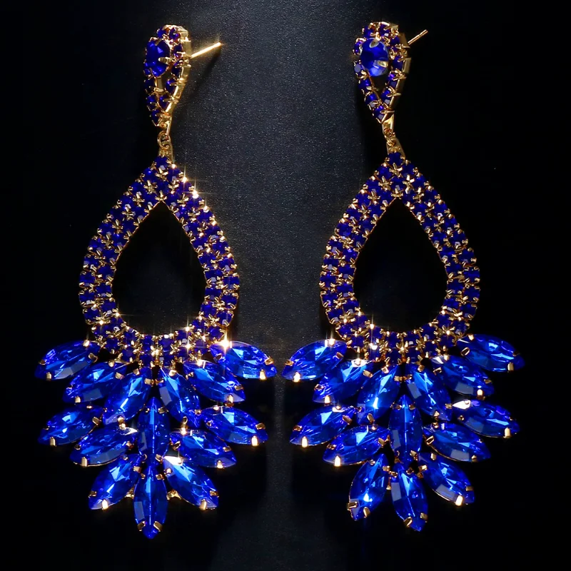 Boucles d'oreilles en biscuits en forme de gouttelette, boucles d'oreilles en cristal bleu, pendentif pour patients, bijoux à la mode, nouveauté, 2024