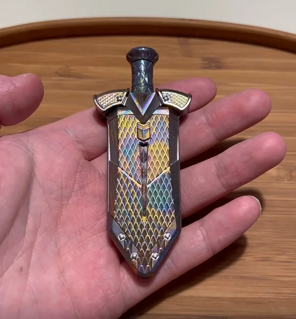 Used EDC TiNB Lake Light Sword Timascus Malone Scale Colorful Dragon Style fidget slider decompression toy
