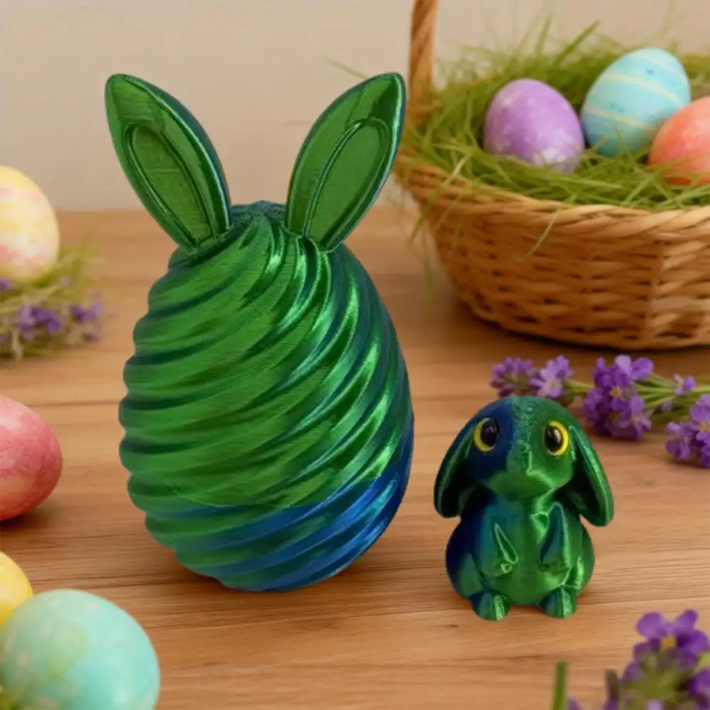 Rabbit Egg Toy 3d Printed Easter Egg Decor Mini Bunny Spiral Fidget Toy Unique Basket Stuffers for Kids Adults Home Office Gifts
