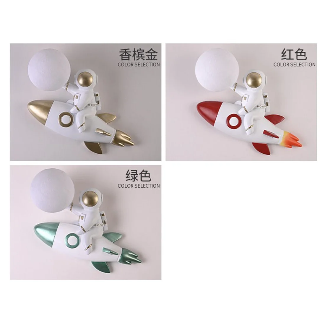 Children Rocket Astronauts Resin Pla Ball Led Wall Lamp Boys Bedroom Bedside Sleeping Night Light Study Aisle Corridor Sconces