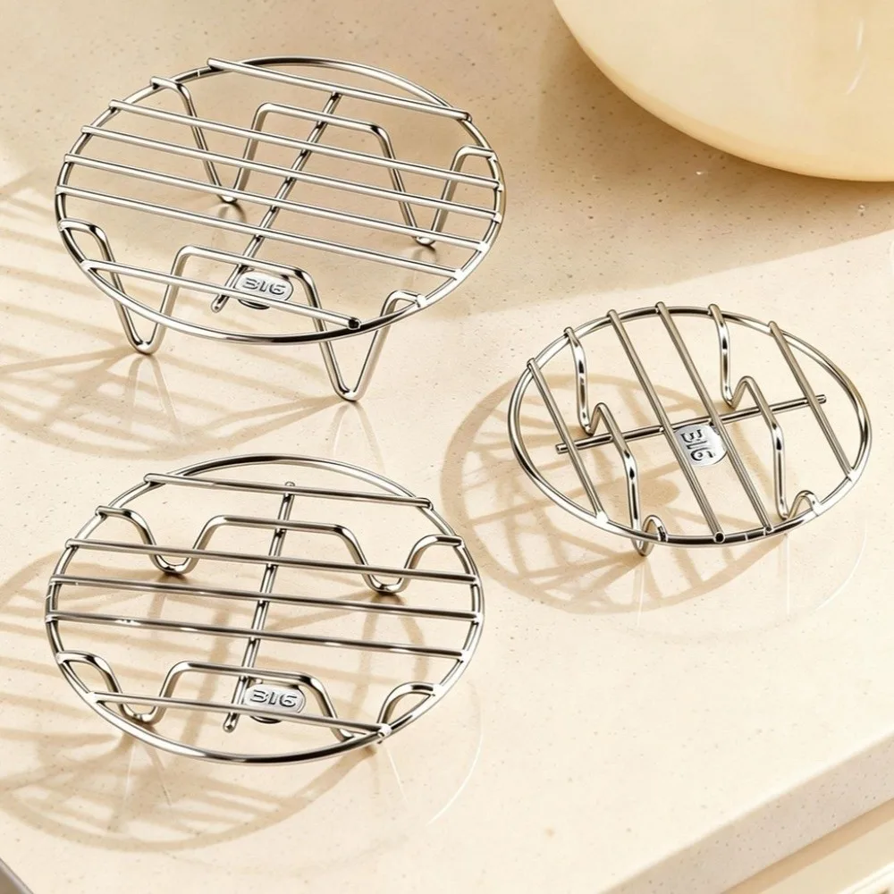 

Thick Stainless Steel Steamer Rack Sturdy Round Food Steaming Tray Bottom Mesh Heat Resistant Steaming Wire Racks Food Prep