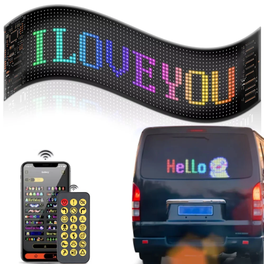 

LED Matrix Pixel Panel Flexible LED Display Night Light Universal BT APP For Car Store Hotel Bar DIY Programmable Car LED Sign