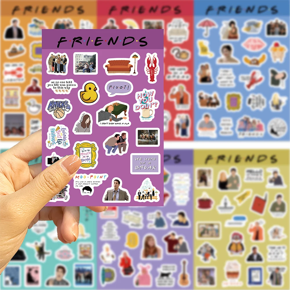 8/16Sheets Friends TV Show Sticker Graffiti DIYScrapbook Guitar Refrigerator Car Laptop Phone Waterproof DecalSticker Kids Gift