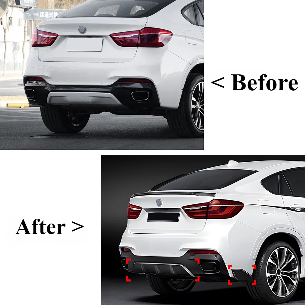 Car Body Kit ABS Plastic Rear Lip Spoiler Rear Corner Modification For BMW X6 F16 M Sport 2014-2019 MP