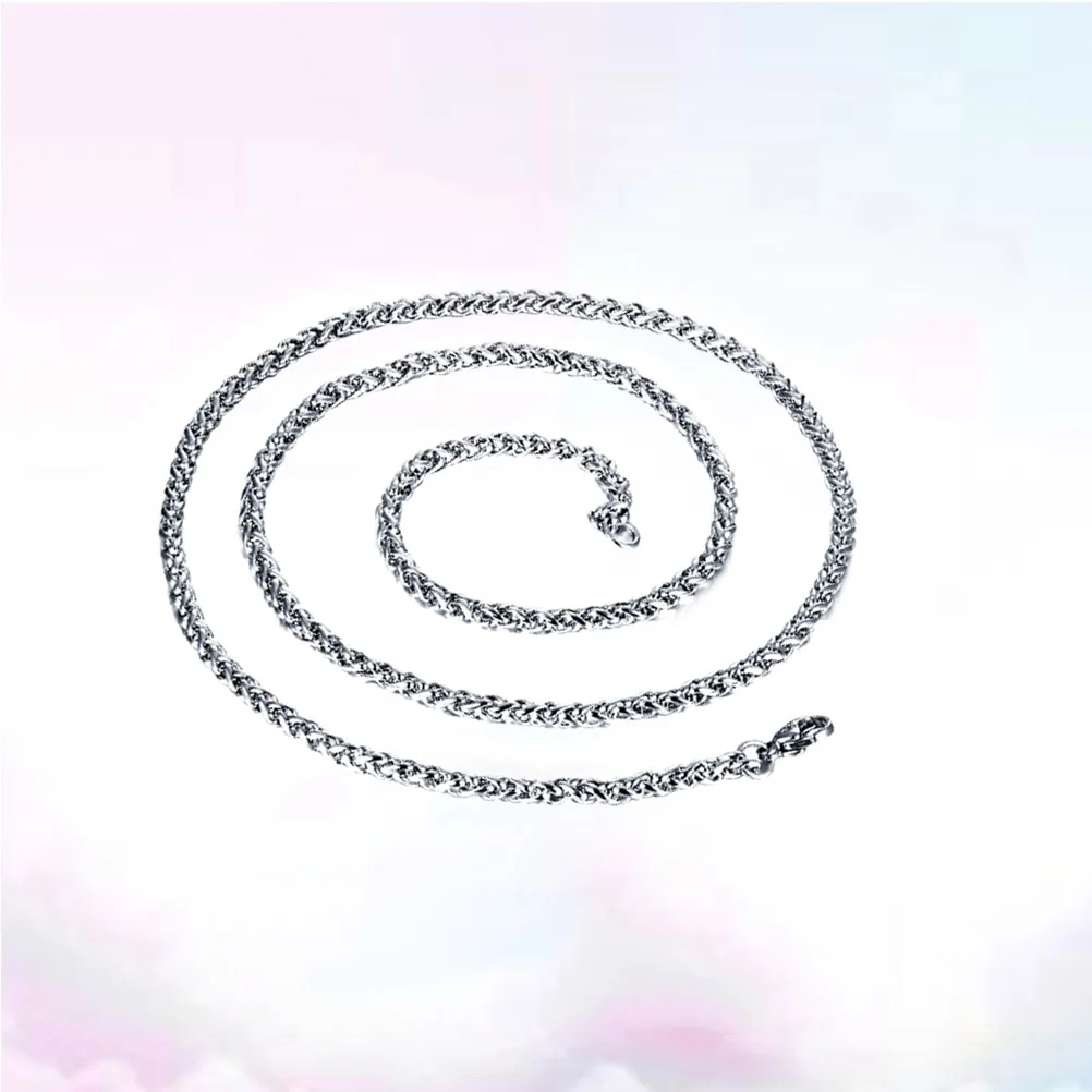 

3 MM Titanium Steel Necklace 3mm Wide Chain Stainless Lightweight Metal Necklaces Silver for Men